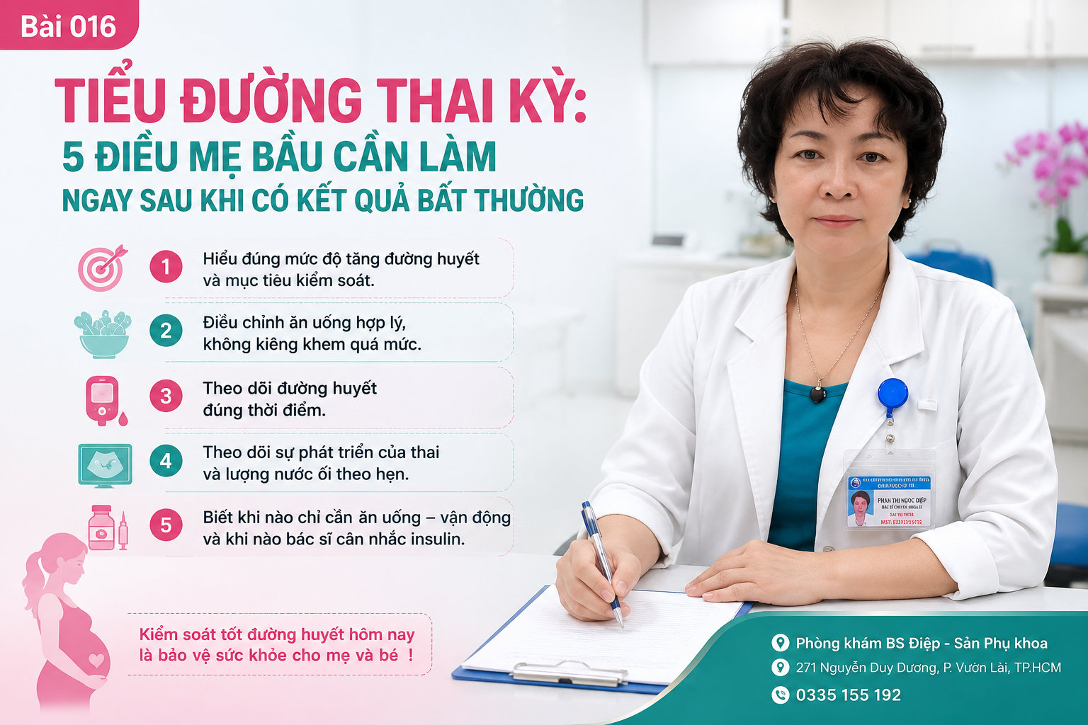 Kiểm soát tiểu đường thai kỳ như thế nào? 5 việc mẹ bầu nên làm để ổn định đường huyết.